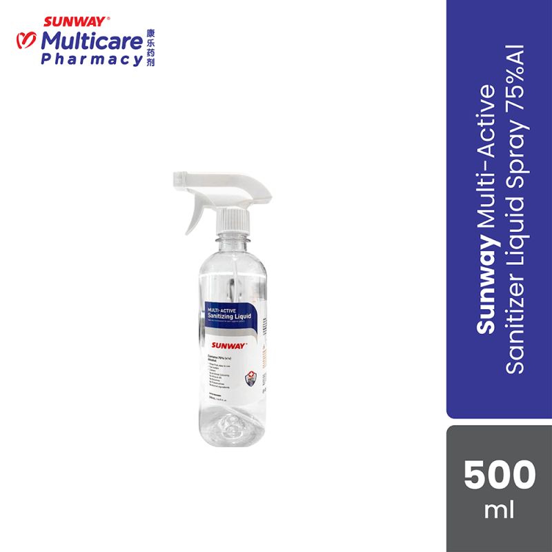 Sunway Multi-Active Hand Sanitiser Liquid Spray 75% Alcohol 500ml