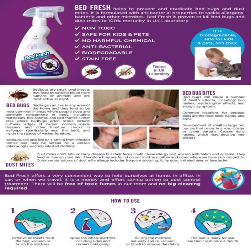 Bed Fresh Eradicate Bed Bugs & Dust Mites 500ml