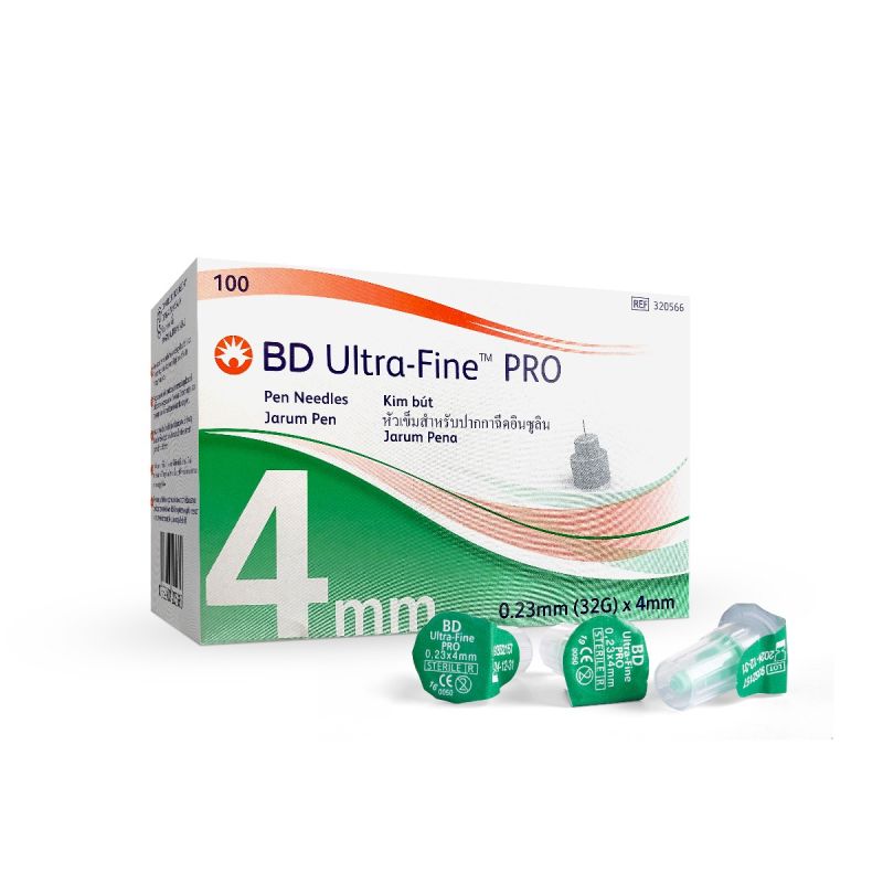 Becton Dickinson (BD) Insulin Pen Needles Ultra Fine PRO 4mm 100's Box  